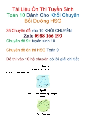 Chuyên đề luyện thi vào Lớp 10 THPT môn Toán - Chủ đề 2: Tứ giác nội tiếp