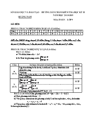 Đáp án đề kiểm tra học kì II môn Toán Lớp 9 - Mã đề B - Năm học 2018-2019 - Sở giáo dục và đào tạo Quảng Nam