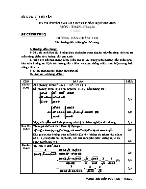 Đáp án đề thi tuyển sinh Lớp 10 THPT môn Toán (Chuyên) - Năm học 2008-2009 - Sở giáo dục và đào tạo Phú Yên (Có đáp án)