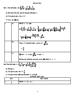 Đề bài ôn tập Đại số Lớp 9 (Có hướng dẫn giải)