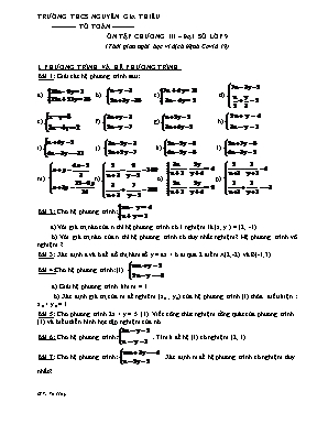 Đề cương ôn tập Chương III môn Đại số Lớp 9 (Thời gian nghỉ học vì dịch bệnh Covid 19) - Trường THCS Nguyễn Gia Thiều
