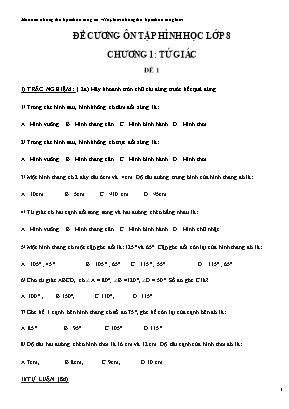 Đề cương ôn tập Hình học Lớp 8 - Chương 1: Tứ giác