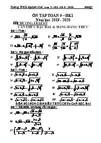 Đề cương ôn tập học kì I môn Toán Lớp 9 - Năm học 2019-2020 - Trường THCS Nguyễn Huệ