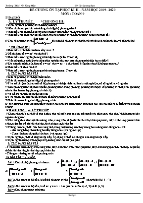 Đề cương ôn tập học kì II môn Toán Lớp 9 – Năm học 2019–2020 - Tạ Quang Đạo