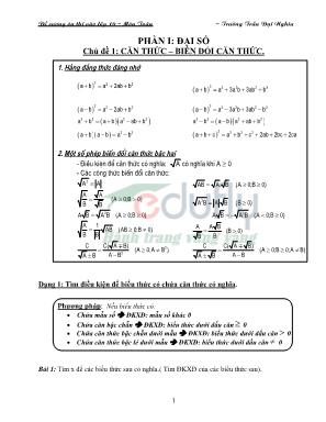 Đề cương ôn thi vào Lớp 10 môn Toán - Trường THCS Trần Đại Nghĩa