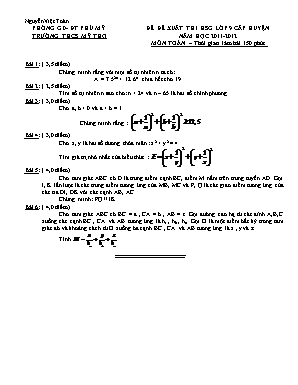 Đề đề xuất học sinh giỏi cấp huyện môn Toán Lớp 9 - Năm học 2011-2012 - Trường THCS Mỹ Thọ (Có đáp án)