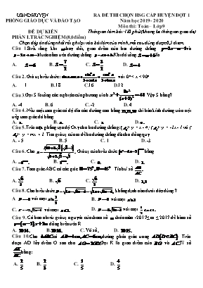 Đề dự kiến thi học sinh giỏi cấp huyện môn Toán Lớp 9 đợt 1 - Năm học 2019-2020