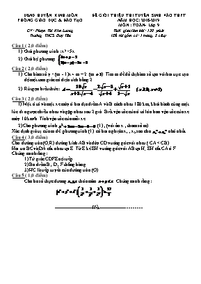 Đề giới thiệu thi tuyển sinh vào Lớp 10 THPT môn Toán - Năm học 2018-2019 - Phạm Thị Kim Lương (Có đáp án)