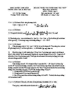 Đề giới thiệu thi tuyển sinh vào Lớp 10 THPT môn Toán - Năm học 2018-2019 - Vũ Văn Cường (Có đáp án)