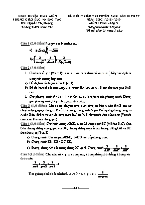 Đề giới thiệu thi tuyển sinh vào Lớp 10 THPT môn Toán - Năm học 2018-2019 - Nguyễn Thị Phượng (Có đáp án)