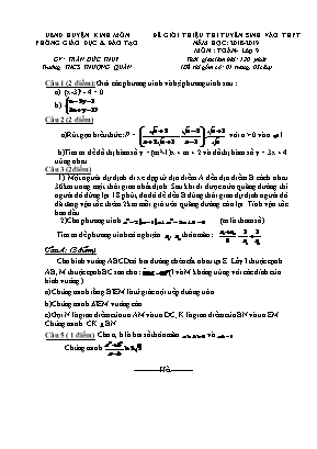 Đề giới thiệu thi tuyển sinh vào THPT môn Toán Lớp 9 - Năm học 2018-2019 - Trần Đức Thuy (Có đáp án)