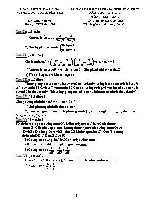 Đề giới thiệu thi tuyển sinh vào THPT môn Toán Lớp 9 - Năm học 2018-2019 - Đinh Văn Hà (Có đáp án)