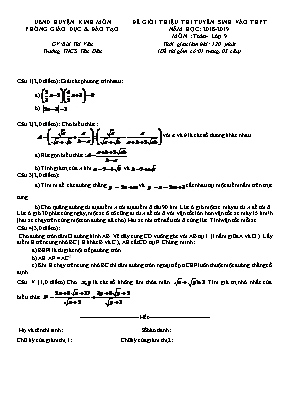 Đề giới thiệu thi tuyển sinh vào THPT môn Toán Lớp 9 - Năm học 2018-2019 - Bùi Thị Vân (Có đáp án)