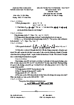 Đề giới thiệu thi tuyển sinh vào THPT môn Toán - Năm học 2018-2019 - Vũ Thị Hằng (Có đáp án)