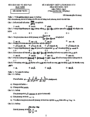 Đề khảo sát chất lượng học kì II môn Toán Lớp 9 - Năm học 2018-2019 - Sở giáo dục và đào tạo tỉnh Nam Định (Có đáp án)