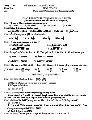 Đề khảo sát đầu năm môn Toán Lớp 9 (Có đáp án)