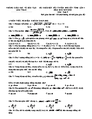 Đề khảo sát đội tuyển học sinh giỏi cấp tỉnh môn Toán Lớp 9 lần thứ 4 - Năm học 2019-2020 - Phòng giáo dục và đào tạo Lâm Thao