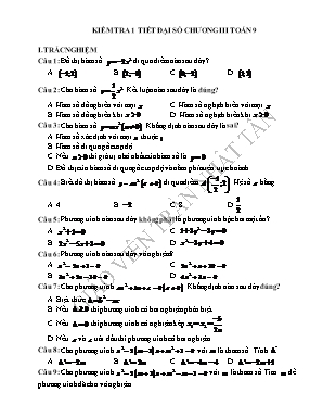 Đề kiểm tra 1 tiết Chương III môn Đại số Lớp 9 - Trần Nhật Tân