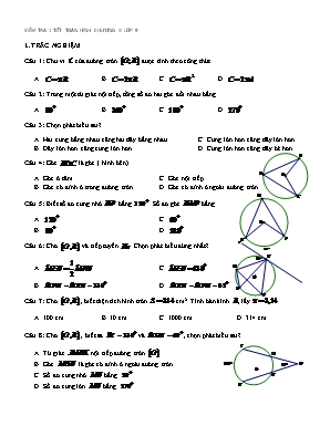 Đề kiểm tra 1 tiết Chương III môn Hình học Lớp 9 (Có đáp án)