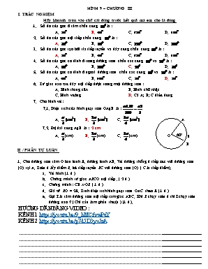 Đề kiểm tra 1 tiết Chương III môn Hình học Lớp 9 - Phòng giáo dục và đào tạo Đức Linh