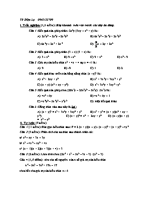Đề kiểm tra 1 tiết Đại số Lớp 8 - Tô Diệu Ly
