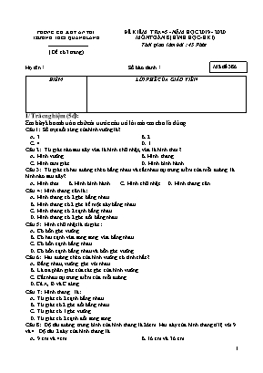 Đề kiểm tra 45 phút môn Hình học Lớp 8 - Mã đề 386 - Năm học 2019-2020 - Trường THCS Quảng Lãng (Có đáp án)