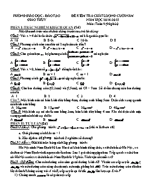 Đề kiểm tra chất lượng cuối năm môn Toán Lớp 9 - Năm học 2014-2015 - Phòng giáo dục và đào tạo Giao Thủy (Có đáp án)