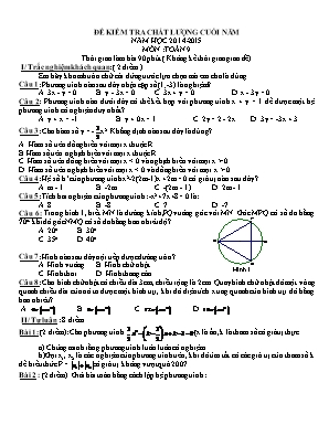 Đề kiểm tra chất lượng cuối năm môn Toán Lớp 9 - Năm học 2014-2015