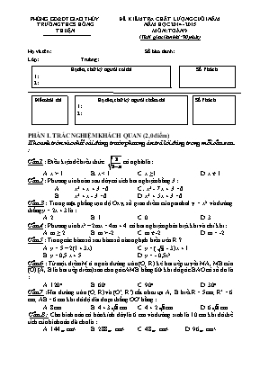 Đề kiểm tra chất lượng cuối năm môn Toán Lớp 9 - Năm học 2014-2015 - Trường THCS Hồng Thuận (Có đáp án)