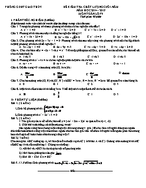 Đề kiểm tra chất lượng cuối năm môn Toán Lớp 9 - Năm học 2014-2015 - Phòng GD và ĐT Giao Thủy (Có đáp án)