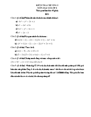 Đề kiểm tra Chương I môn Đại số Lớp 8 - Đề số 2