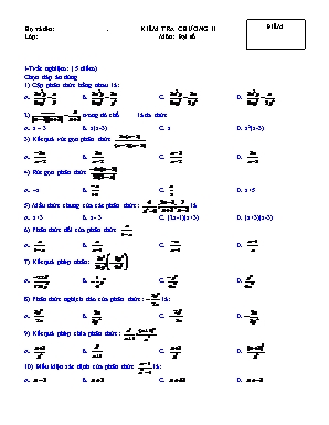 Đề kiểm tra Chương II môn Đại số 8