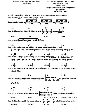 Đề kiểm tra đội tuyển học sinh giỏi môn Toán Lớp 9 - Năm học 2019-2020 - Phòng giáo dục và đào tạo Lâm Thao (Có đáp án)