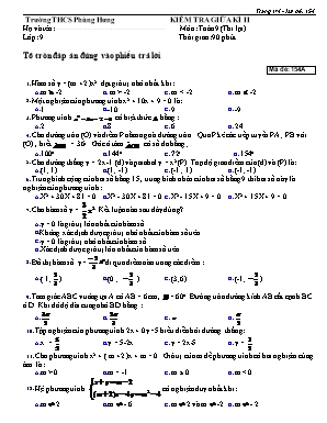Đề kiểm tra giữa học kì II môn Toán Lớp 9 - Mã đề 154A- Trường THCS Phùng Hưng