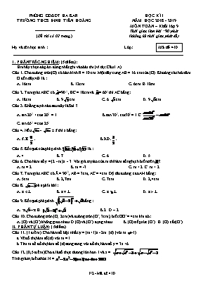 Đề kiểm tra học kì I môn Toán Lớp 9 - Mã đề 410 - Năm học 2018-2019 - Trường THCS Đinh Tiên Hoàng