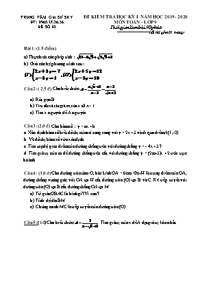 Đề kiểm tra học kì II môn Toán Lớp 9 - Đề số 03 - Năm học 2019-2020 - Trung tâm gia sư Sky
