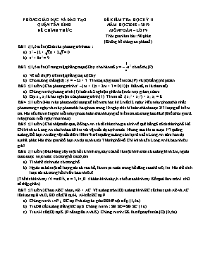 Đề kiểm tra học kì II môn Toán Lớp 9 - Năm học 2018-2019 - Phòng giáo dục và đào tạo quận Tân Bình