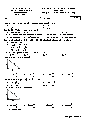 Đề kiểm tra học kì môn Toán Lớp 9 - Mã đề 004 - Năm học 2019-2020 - Trường THCS Trần Hưng Đạo