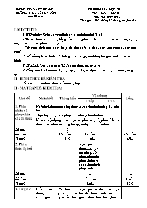 Đề kiểm tra học kỳ I môn Toán Lớp 8 - Năm học 2019-2020 - Trường THCS Lê Quý Đôn (Có đáp án)