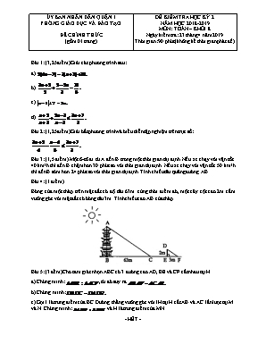 Đề kiểm tra học kỳ II môn Toán Lớp 8 - Năm học 2018-2019 - Phòng giáo dục và đào tạo Quận 1