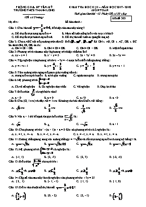 Đề kiểm tra học kỳ II môn Toán Lớp 9 (Trắc nghiệm) - Mã đề 303 - Năm học 2017-2018 - Trường THCS Thanh Long