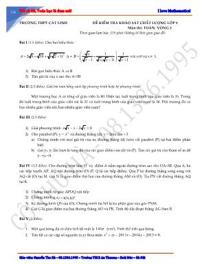 Đề kiểm tra khảo sát chất lượng môn Toán Lớp 9 - Vòng 3 - Trường THPT Cát Linh (Có đáp án)