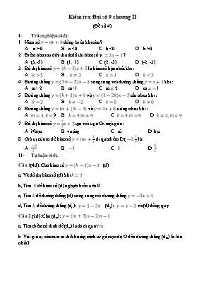 Đề kiểm tra một tiết Chương II môn Đại số Lớp 9 - Đề số 4