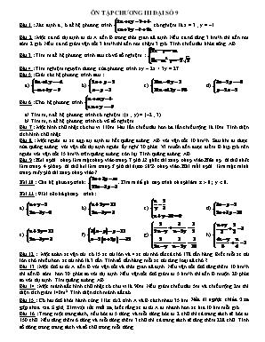 Đề ôn tập Chương III môn Đại số Lớp 9