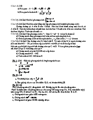 Đề ôn thi học kì 2 môn Toán Lớp 9 (Có đáp án)