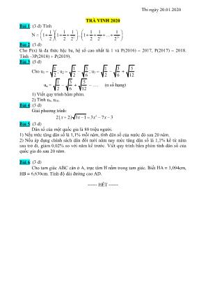 Đề ôn thi vào Lớp 10 THPT môn Toán tỉnh Trà Vinh năm 2020