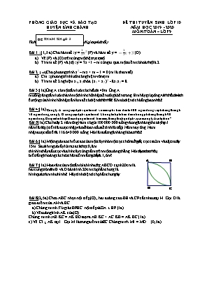 Đề tham khảo thi tuyển sinh Lớp 10 môn Toán - Đề số 3 - Năm học 2019-2020 - Phòng giáo dục và đào tạo huyện Bình Chánh (Có đáp án)