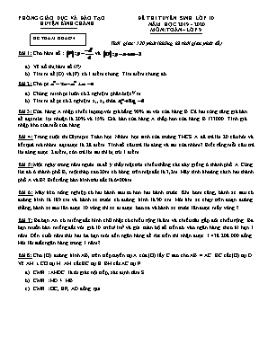 Đề tham khảo thi tuyển sinh Lớp 10 môn Toán - Đề số 4 - Năm học 2019-2020 - Phòng giáo dục và đào tạo huyện Bình Chánh (Có đáp án)