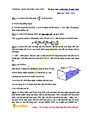 Đề tham khảo tuyển sinh vào Lớp 10 THPT môn Toán - Năm học 2018-2019 - Trường THCS Nguyễn Văn Trỗi (Có đáp án)