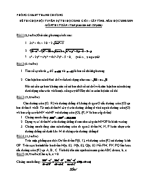 Đề thi chọn đội tuyển dự thi học sinh giỏi cấp tỉnh môn Toán Lớp 9 - Năm học 2008-2009 - Phòng giáo dục và đào tạo Thanh Chương